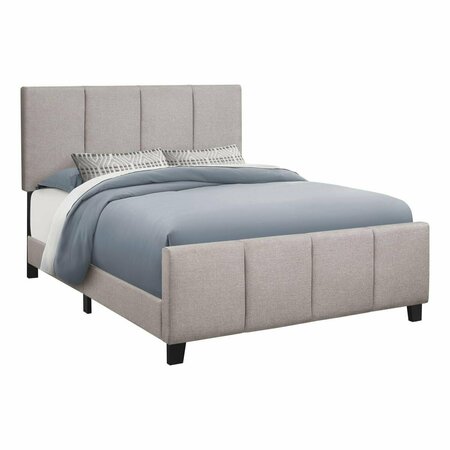 DAPHNES DINNETTE 88 x 64.25 x 50 in. Bed - Grey Linen with Black Wood Legs - Queen Size DA3070854